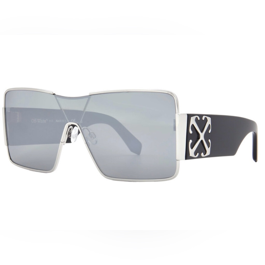 Off White Aspen Silver Mirror Stylish Black And Silver Sunglasses Nwt Msrp $465